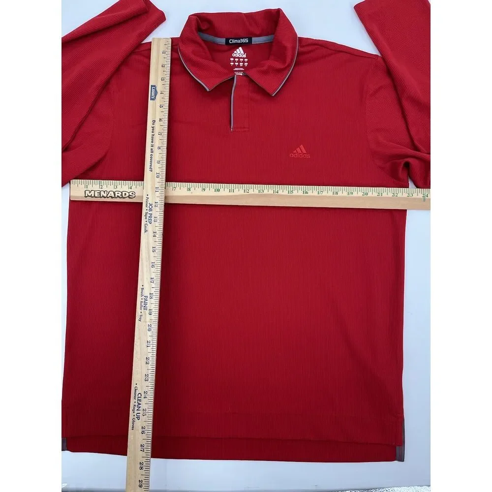 adidas clima 365 Men's Large Red Long Sleeve Pull Over Shirt Button L‎